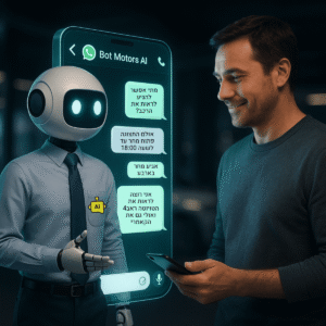לקוח מנהל שיחה עם בוט מכירות של בוט מוטורס AI דרך וואטסאפ, מקבל הצעת מחיר לרכב חדש